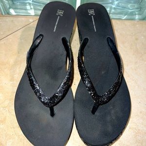 INC International Concepts Black Women Glitter Platform Sandal